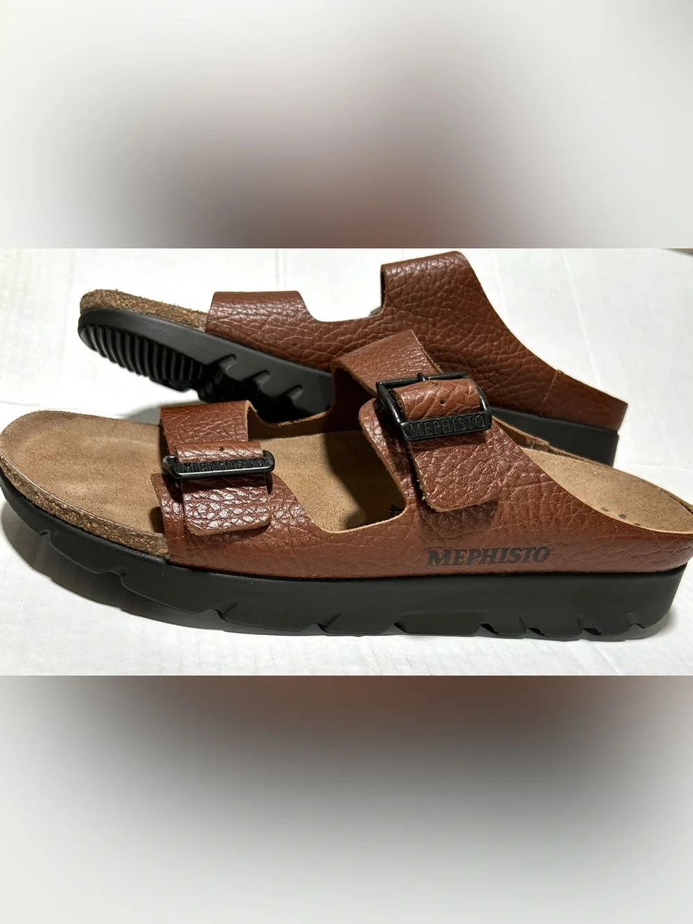 Mephisto Men’s Brown Leather Double-Buckle Sandals